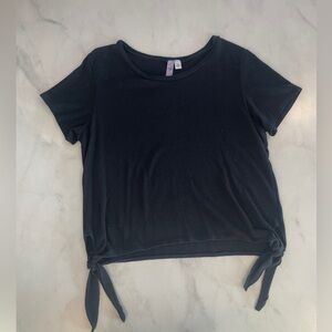 Alya Black Tie-Side Short Sleeve Tee